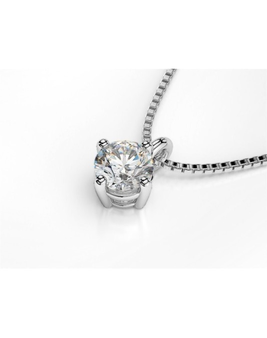CIONDOLO PUNTO LUCE IN ORO BIANCO 18 K CON DIAMANTE NATURALE CERTIFICATO