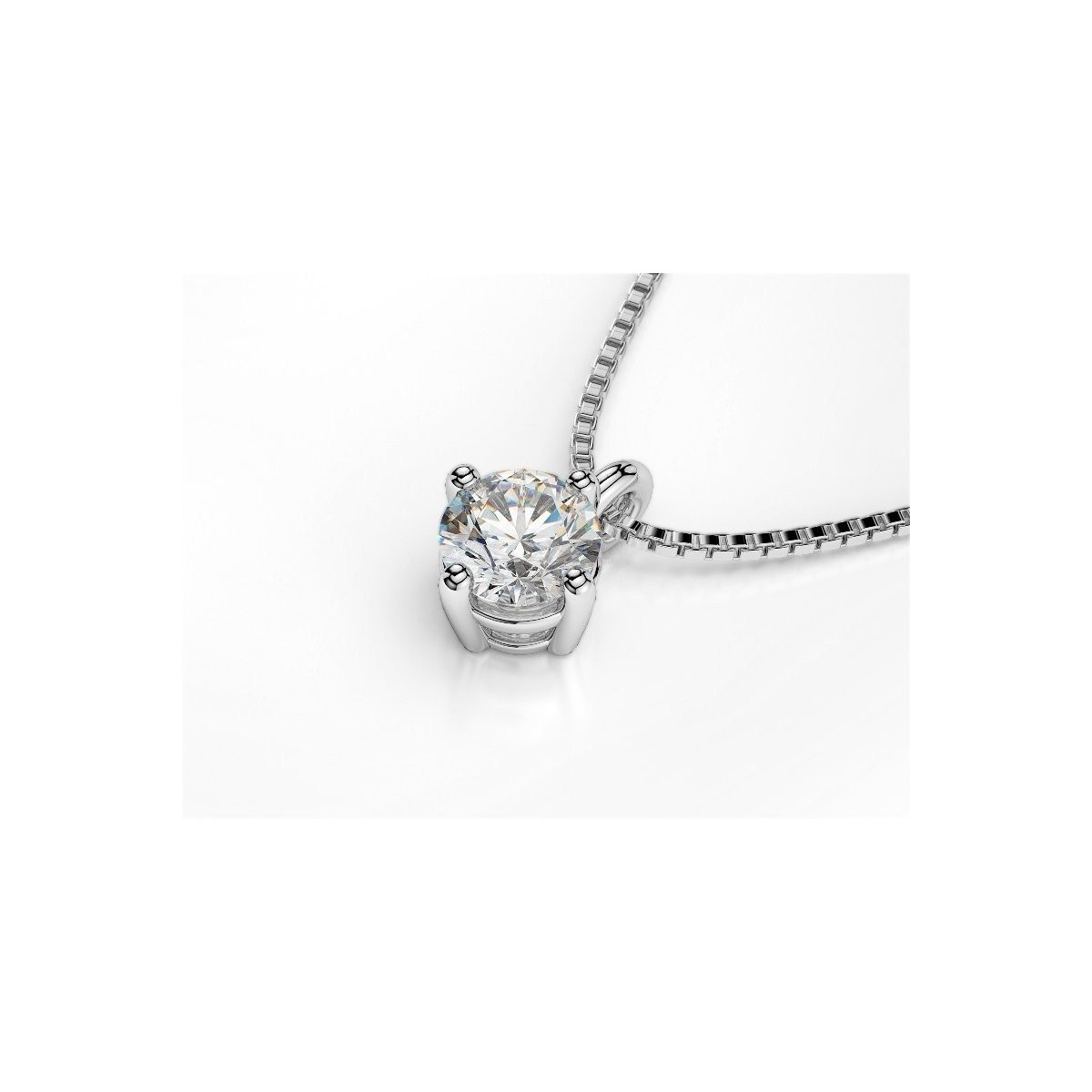 CIONDOLO PUNTO LUCE IN ORO BIANCO 18 K CON DIAMANTE NATURALE CERTIFICATO