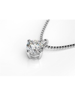 CIONDOLO PUNTO LUCE IN ORO BIANCO 18 K CON DIAMANTE NATURALE CERTIFICATO