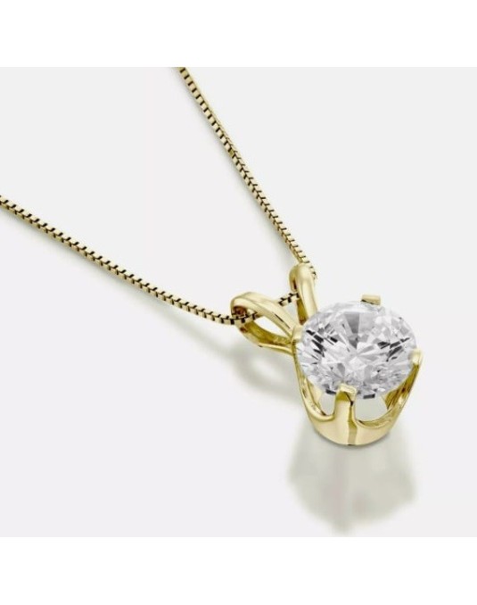 CIONDOLO PUNTO LUCE IN ORO GIALLO 18 K CON DIAMANTE NATURALE CERTIFICATO