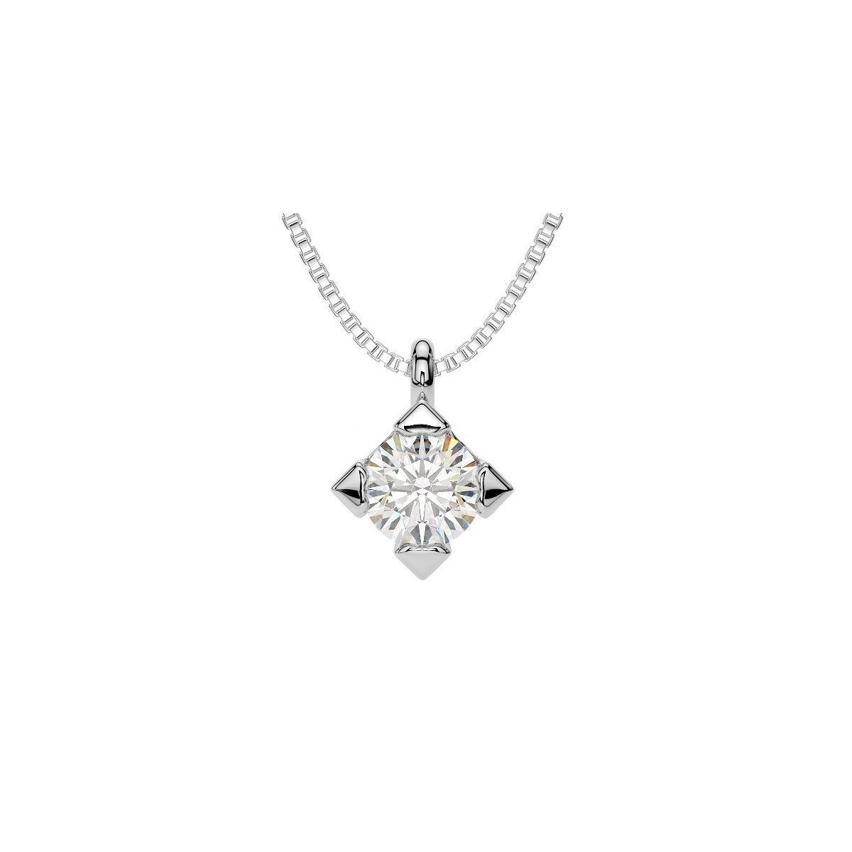 CIONDOLO PUNTO LUCE IN ORO BIANCO 18 K CON DIAMANTE NATURALE CERTIFICATO