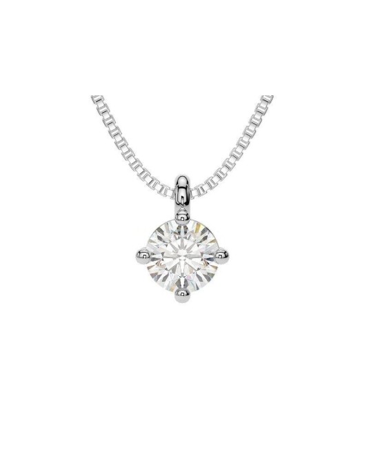 CIONDOLO PUNTO LUCE IN ORO BIANCO 18 K CON DIAMANTE NATURALE CERTIFICATO