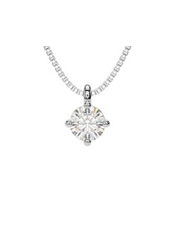 CIONDOLO PUNTO LUCE IN ORO BIANCO 18 K CON DIAMANTE NATURALE CERTIFICATO