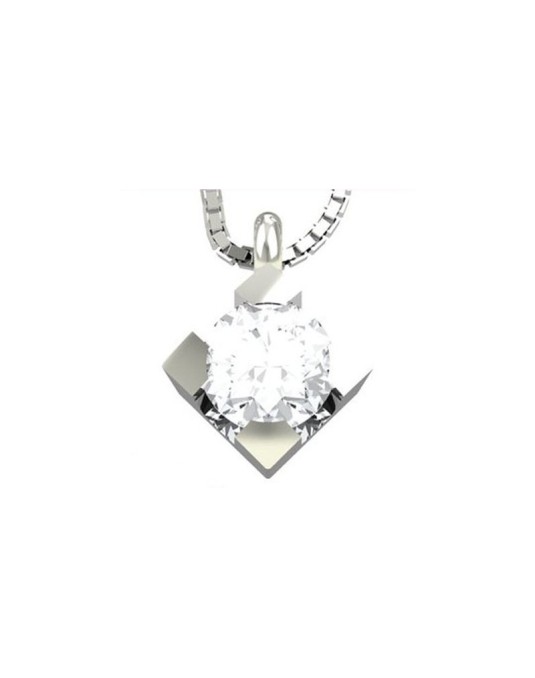 CIONDOLO PUNTO LUCE IN ORO BIANCO 18 K CON DIAMANTE NATURALE CERTIFICATO