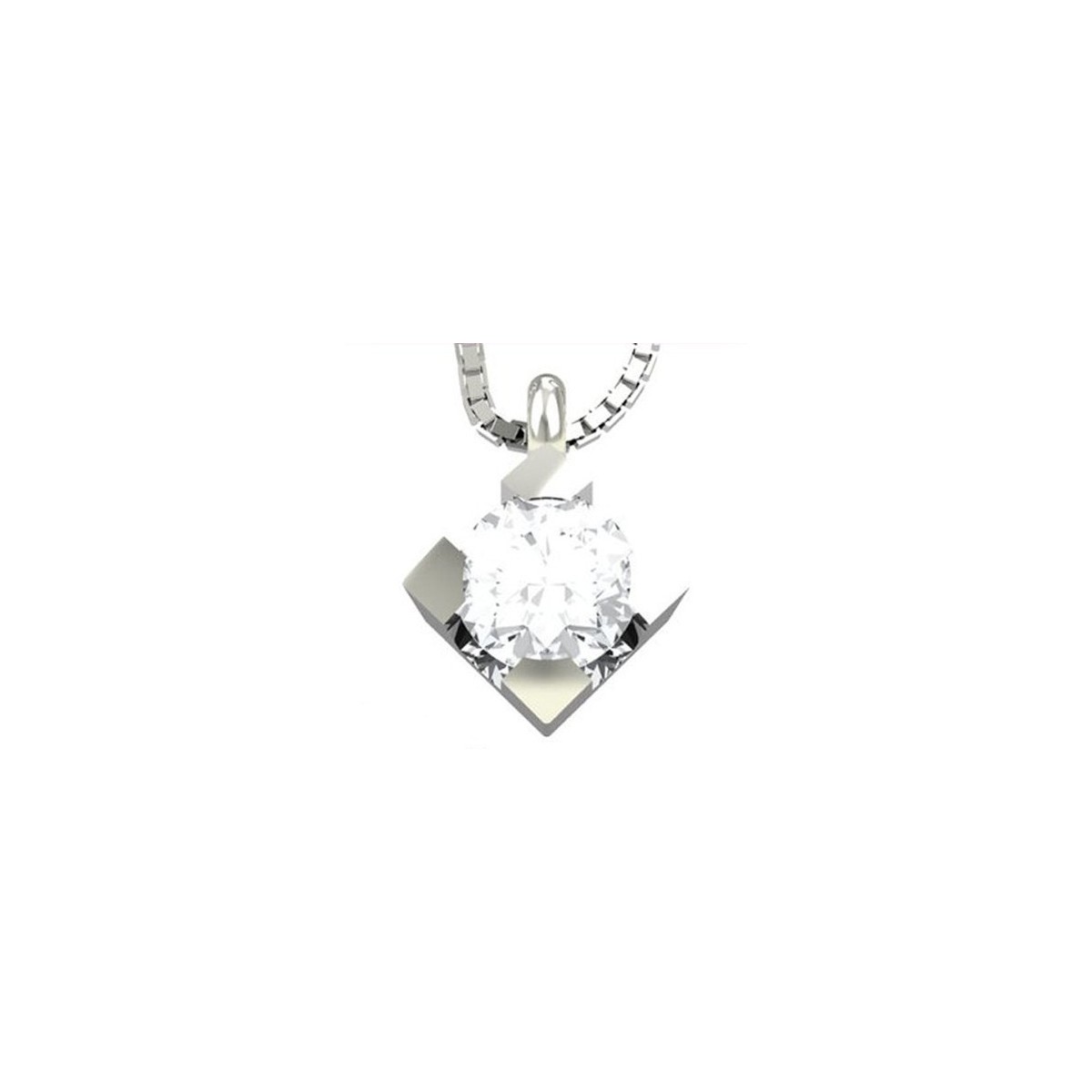 CIONDOLO PUNTO LUCE IN ORO BIANCO 18 K CON DIAMANTE NATURALE CERTIFICATO