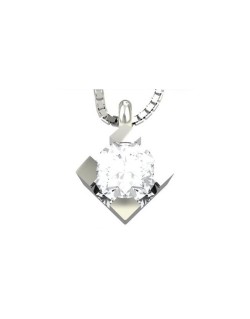 CIONDOLO PUNTO LUCE IN ORO BIANCO 18 K CON DIAMANTE NATURALE CERTIFICATO