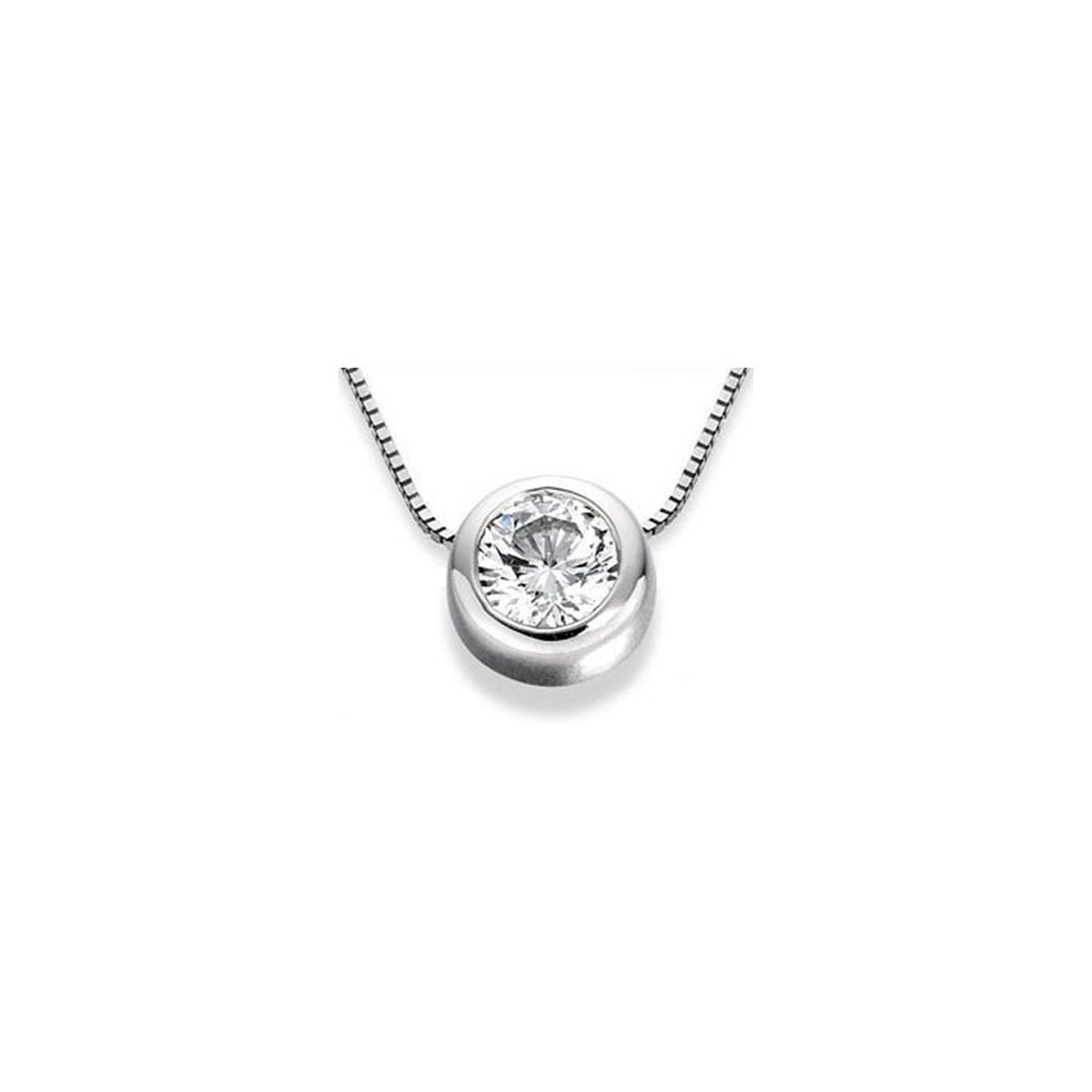 CIONDOLO PUNTO LUCE IN ORO BIANCO 18 K CON DIAMANTE NATURALE CERTIFICATO