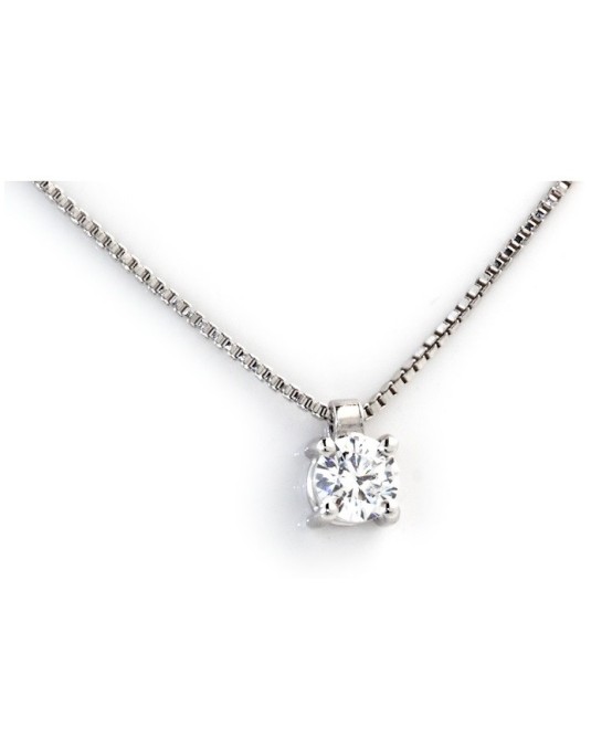 CIONDOLO PUNTO LUCE IN ORO BIANCO 18 K CON DIAMANTE NATURALE CERTIFICATO