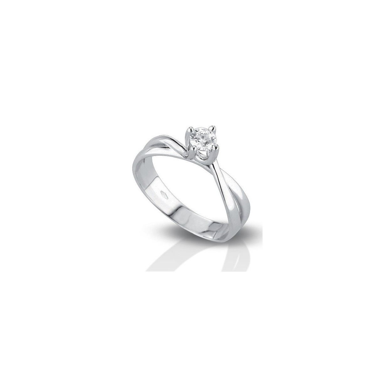 ANELLO SOLITARIO IN ORO BIANCO 18 K CON DIAMANTE NATURALE CERTIFICATO