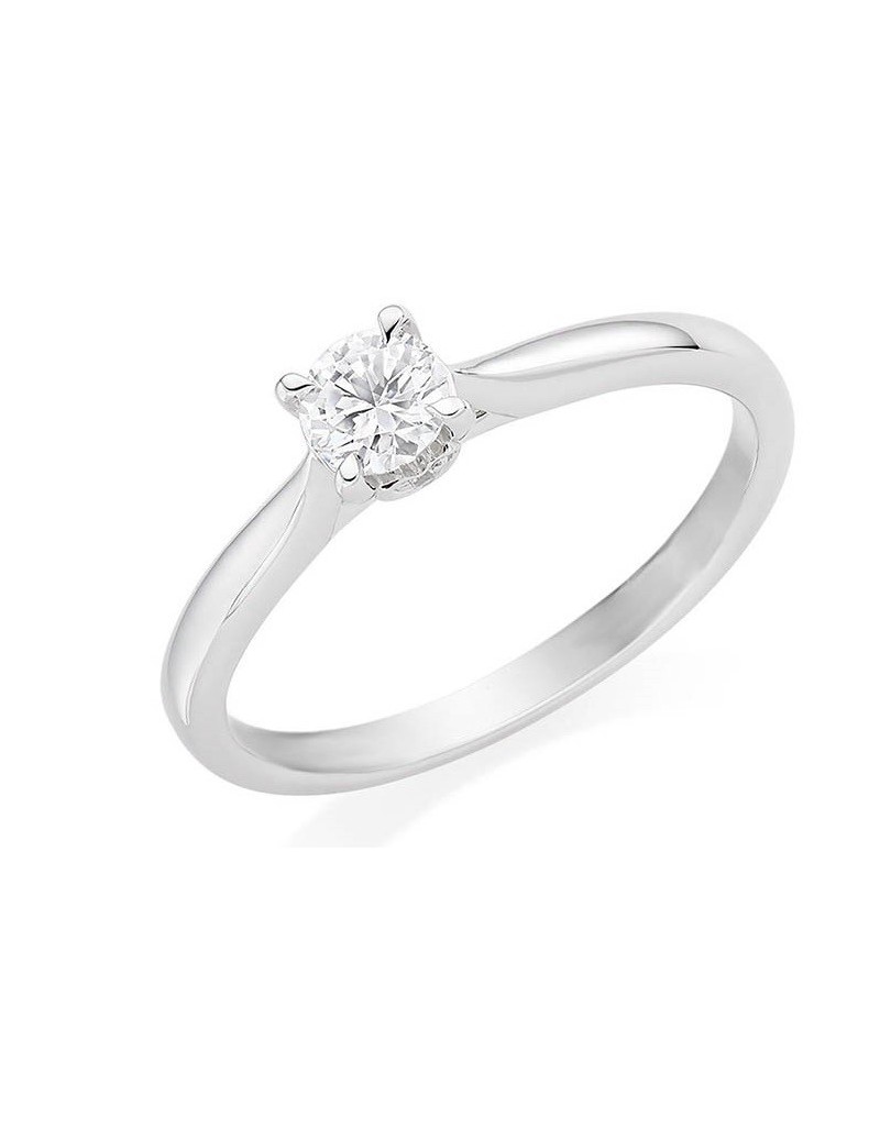 ANELLO SOLITARIO IN ORO BIANCO 18 K CON DIAMANTE NATURALE CERTIFICATO