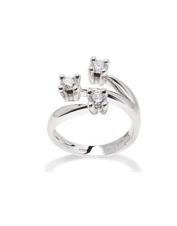 ANELLO TRILOGY IN ORO BIANCO 18 K CON DIAMANTI NATURALI E VVS