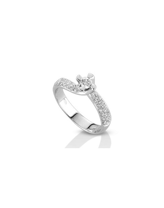ANELLO FANTASIA IN ORO BIANCO 18 K CON DIAMANTE NATURALE E VVS