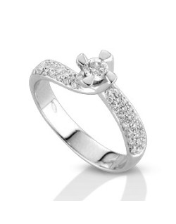 ANELLO FANTASIA IN ORO BIANCO 18 K CON DIAMANTE NATURALE E VVS