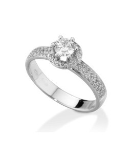 ANELLO FANTASIA IN ORO BIANCO 18 K CON DIAMANTE NATURALE E VVS