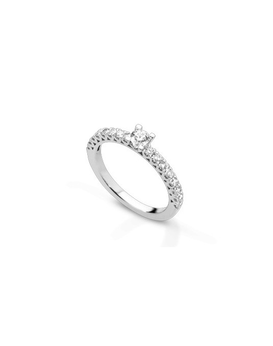 ANELLO FANTASIA IN ORO BIANCO 18 K CON DIAMANTE NATURALE E VVS
