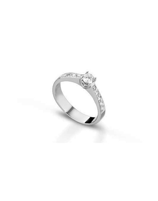 ANELLO FANTASIA IN ORO BIANCO 18 K CON DIAMANTE NATURALE E VVS