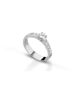 ANELLO FANTASIA IN ORO BIANCO 18 K CON DIAMANTE NATURALE E VVS