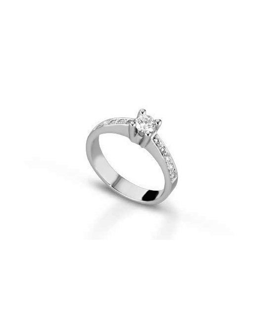 ANELLO FANTASIA IN ORO BIANCO 18 K CON DIAMANTE NATURALE E VVS