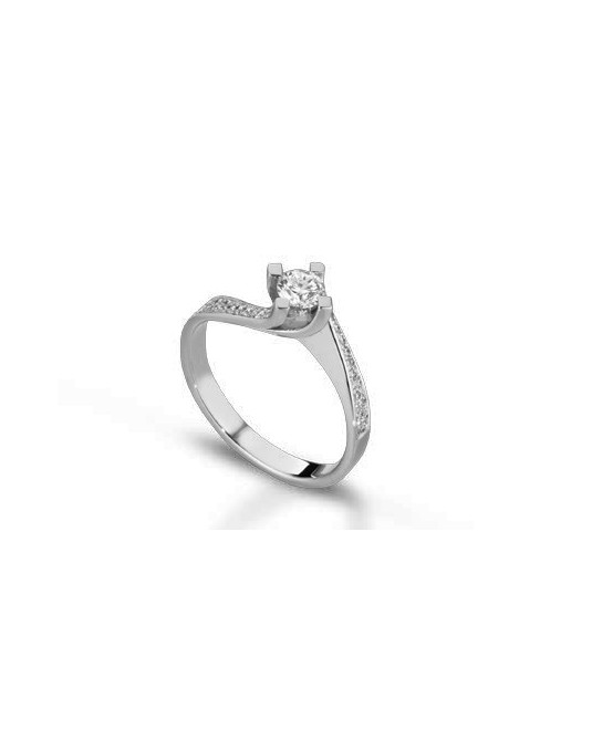 ANELLO FANTASIA IN ORO BIANCO 18 K CON DIAMANTE NATURALE E VVS