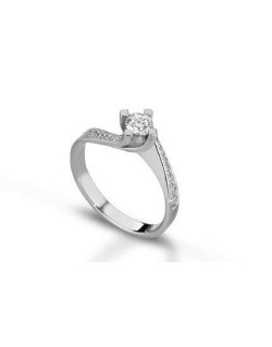 ANELLO FANTASIA IN ORO BIANCO 18 K CON DIAMANTE NATURALE E VVS
