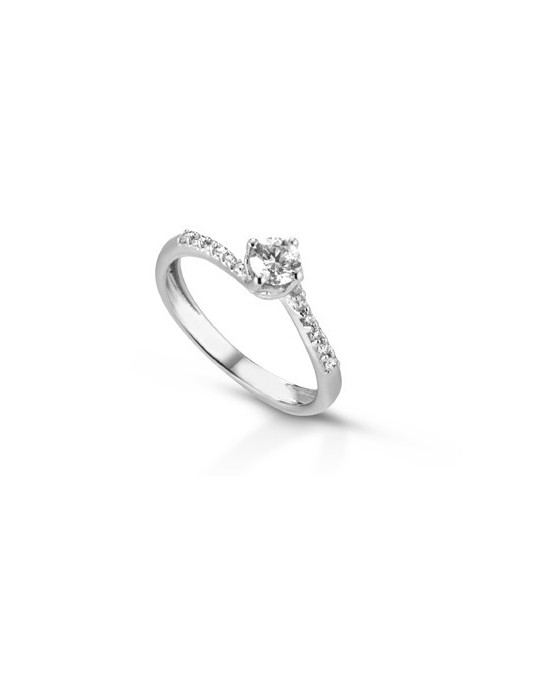 ANELLO FANTASIA IN ORO BIANCO 18 K CON DIAMANTE NATURALE E VVS
