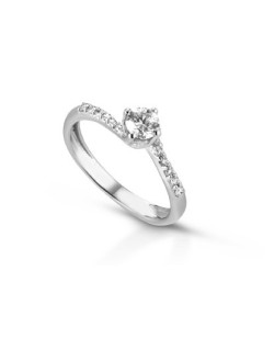ANELLO FANTASIA IN ORO BIANCO 18 K CON DIAMANTE NATURALE E VVS