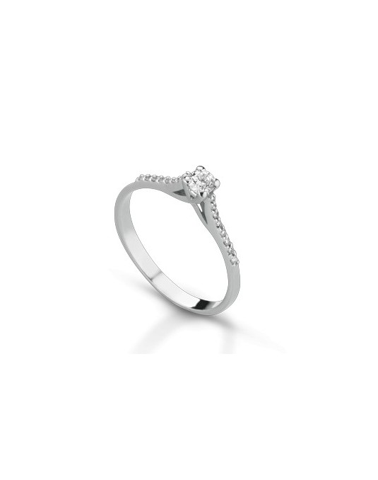 ANELLO FANTASIA IN ORO BIANCO 18 K CON DIAMANTE NATURALE E VVS