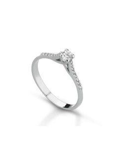 ANELLO FANTASIA IN ORO BIANCO 18 K CON DIAMANTE NATURALE E VVS