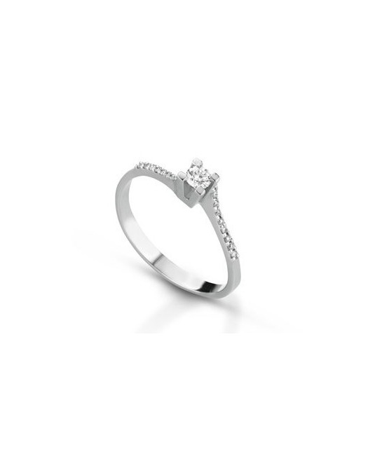 ANELLO FANTASIA IN ORO BIANCO 18 K CON DIAMANTE NATURALE E VVS