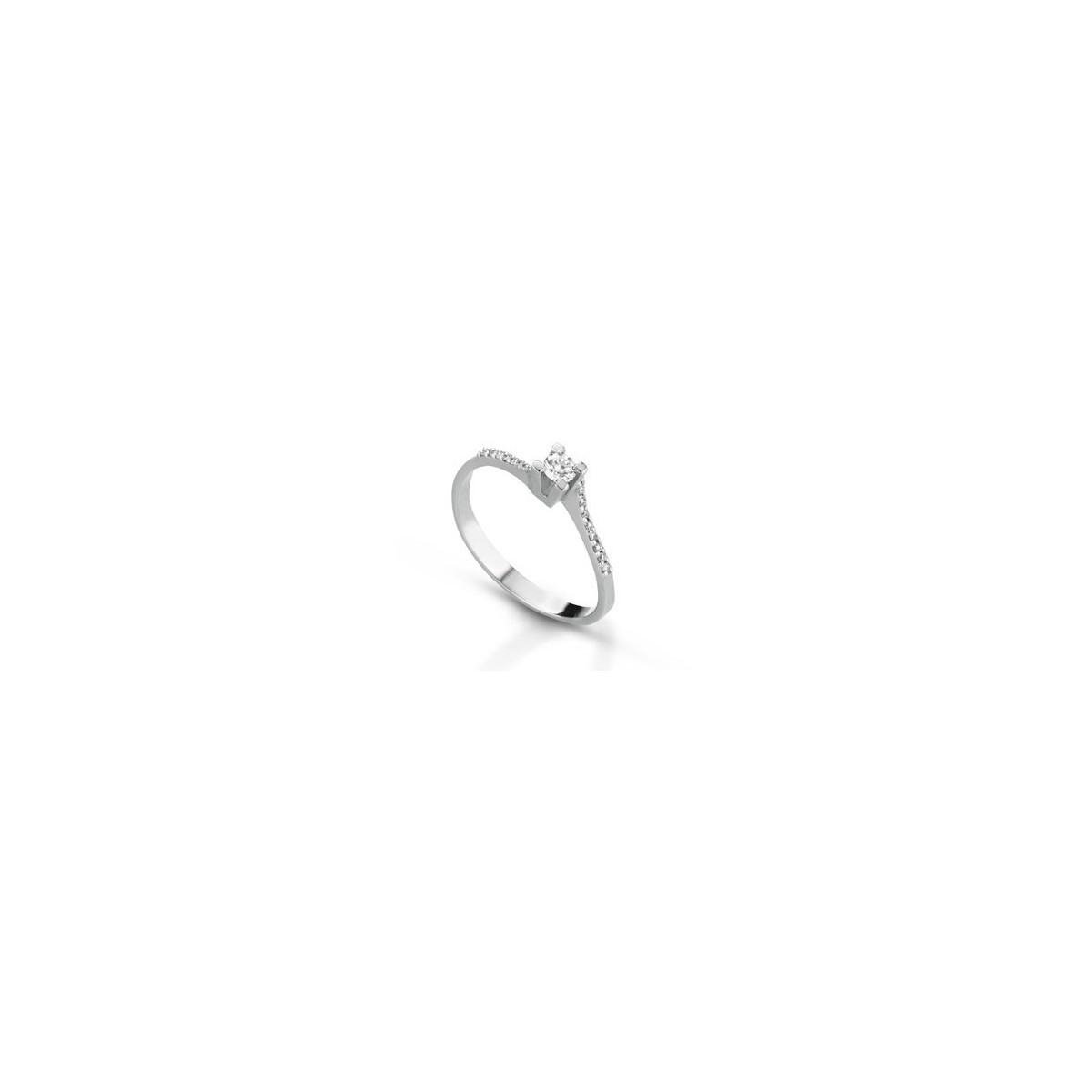 ANELLO FANTASIA IN ORO BIANCO 18 K CON DIAMANTE NATURALE E VVS