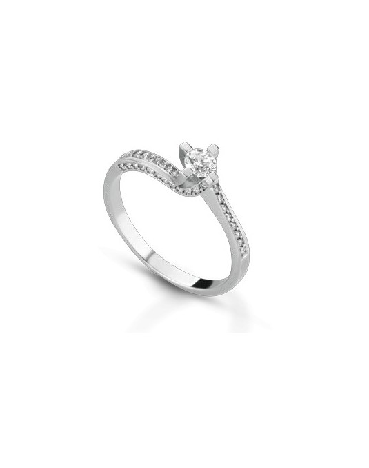 ANELLO FANTASIA IN ORO BIANCO 18 K CON DIAMANTE NATURALE E VVS