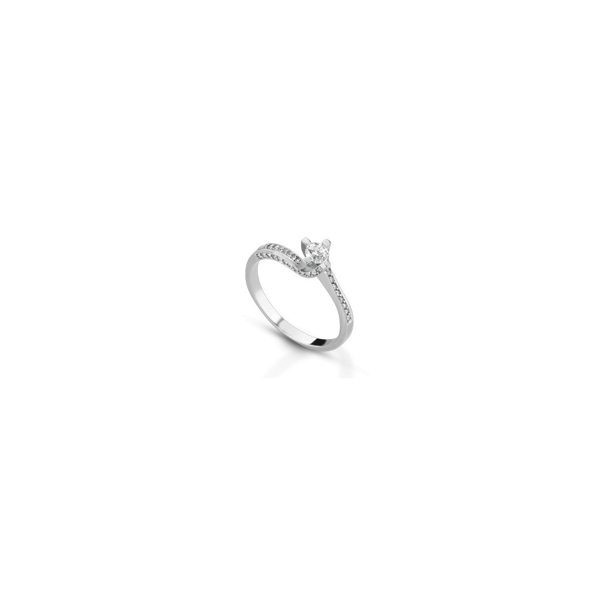 ANELLO FANTASIA IN ORO BIANCO 18 K CON DIAMANTE NATURALE E VVS