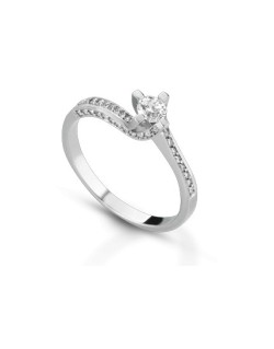 ANELLO FANTASIA IN ORO BIANCO 18 K CON DIAMANTE NATURALE E VVS