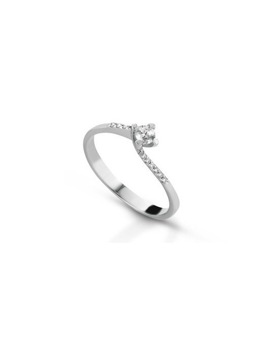ANELLO FANTASIA IN ORO BIANCO 18 K CON DIAMANTE NATURALE E VVS