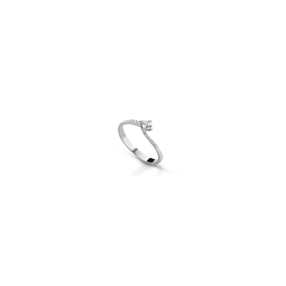 ANELLO FANTASIA IN ORO BIANCO 18 K CON DIAMANTE NATURALE E VVS