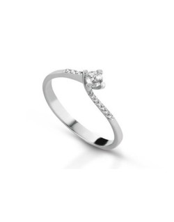 ANELLO FANTASIA IN ORO BIANCO 18 K CON DIAMANTE NATURALE E VVS