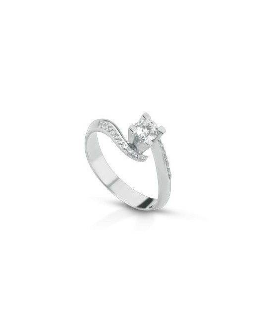 ANELLO FANTASIA IN ORO BIANCO 18 K CON DIAMANTE NATURALE E VVS