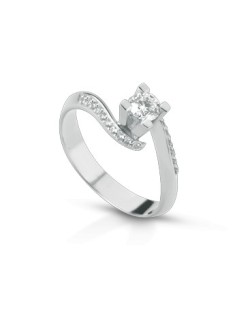 ANELLO FANTASIA IN ORO BIANCO 18 K CON DIAMANTE NATURALE E VVS
