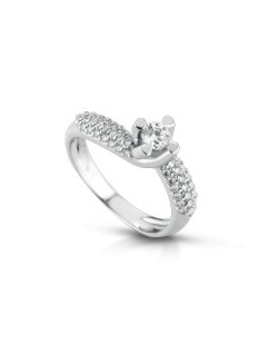 ANELLO FANTASIA IN ORO BIANCO 18 K CON DIAMANTE NATURALE E VVS
