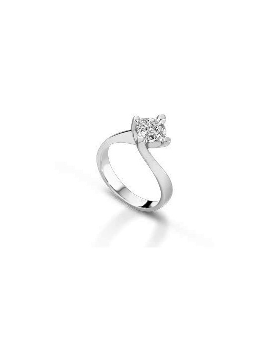 ANELLO FANTASIA IN ORO BIANCO 18 K CON DIAMANTE NATURALE E VVS