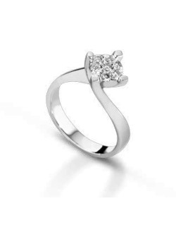 ANELLO FANTASIA IN ORO BIANCO 18 K CON DIAMANTE NATURALE E VVS