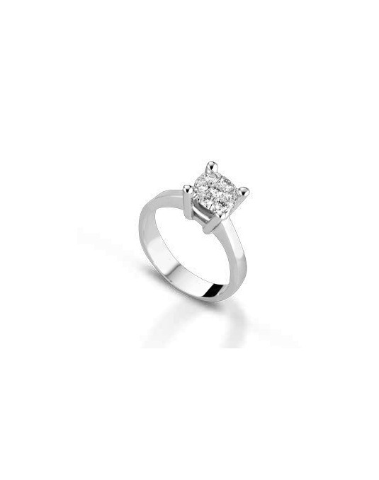 ANELLO FANTASIA IN ORO BIANCO 18 K CON DIAMANTE NATURALE E VVS