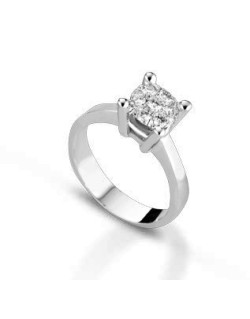 ANELLO FANTASIA IN ORO BIANCO 18 K CON DIAMANTE NATURALE E VVS