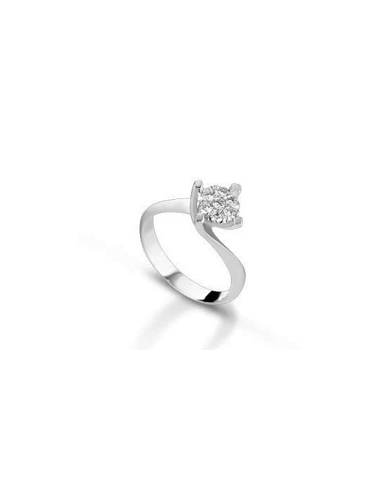 ANELLO FANTASIA IN ORO BIANCO 18 K CON DIAMANTE NATURALE E VVS