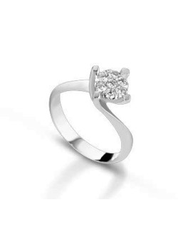ANELLO FANTASIA IN ORO BIANCO 18 K CON DIAMANTE NATURALE E VVS