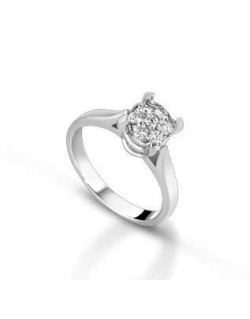 ANELLO FANTASIA IN ORO BIANCO 18 K CON DIAMANTE NATURALE E VVS