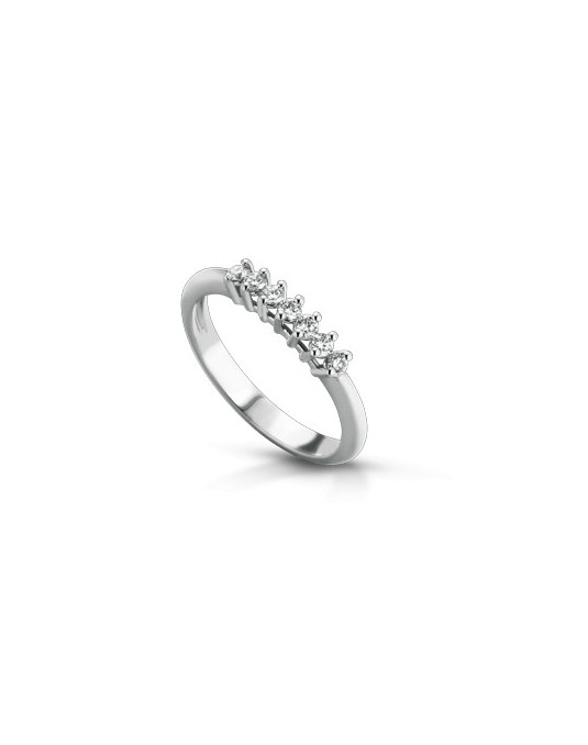 ANELLO FANTASIA VERETTA IN ORO BIANCO 18 K CON DIAMANTE NATURALE E VVS