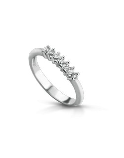 ANELLO FANTASIA VERETTA IN ORO BIANCO 18 K CON DIAMANTE NATURALE E VVS