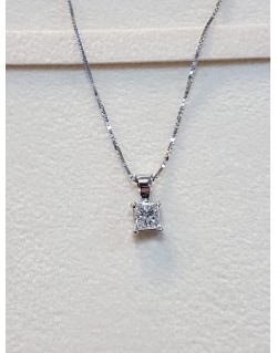 CIONDOLO PUNTO LUCE IN ORO BIANCO 18 K CON DIAMANTE NATURALE CERTIFICATO