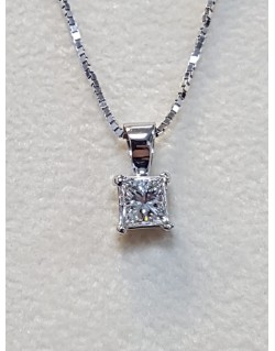 CIONDOLO PUNTO LUCE IN ORO BIANCO 18 K CON DIAMANTE NATURALE CERTIFICATO